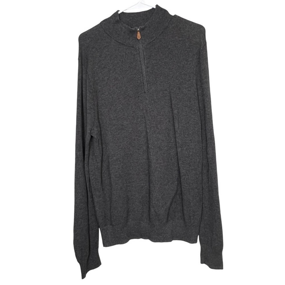 Brooks Brothers Mens Gray 1/4 Zip Pullover Sweater Size Large Lightweight